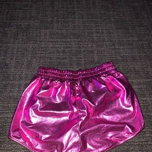 Shiny pink shorts